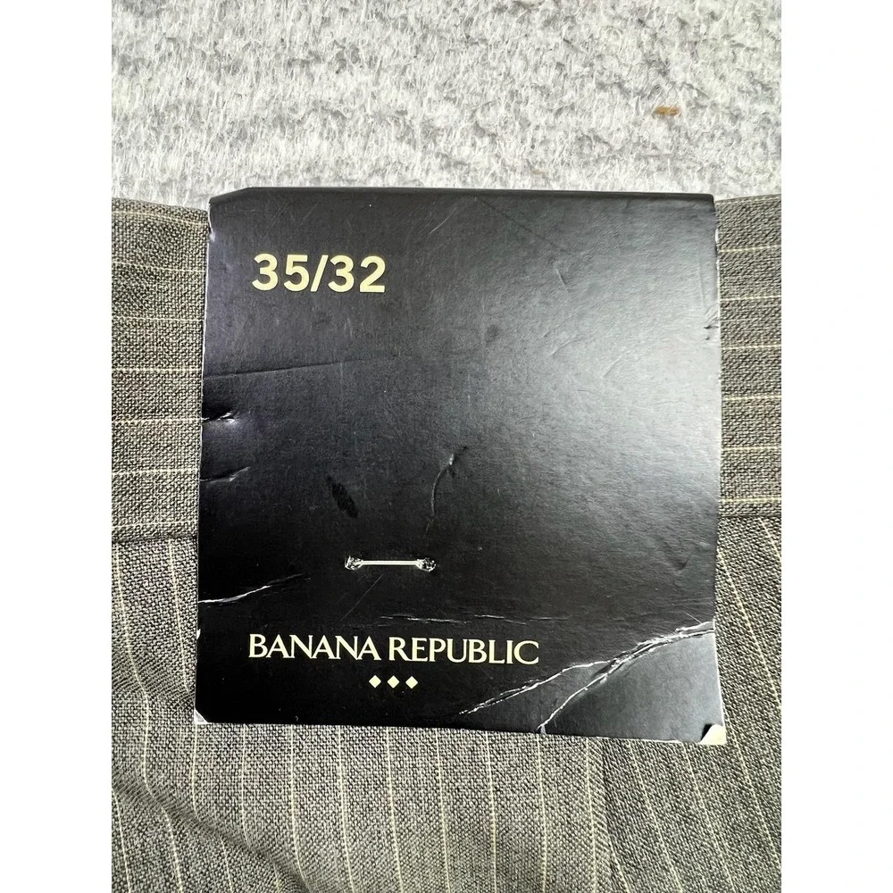 Banana Republic Dress Pants Mens 35x32 Gray Wool Blend Pinstripe Lined Business‎